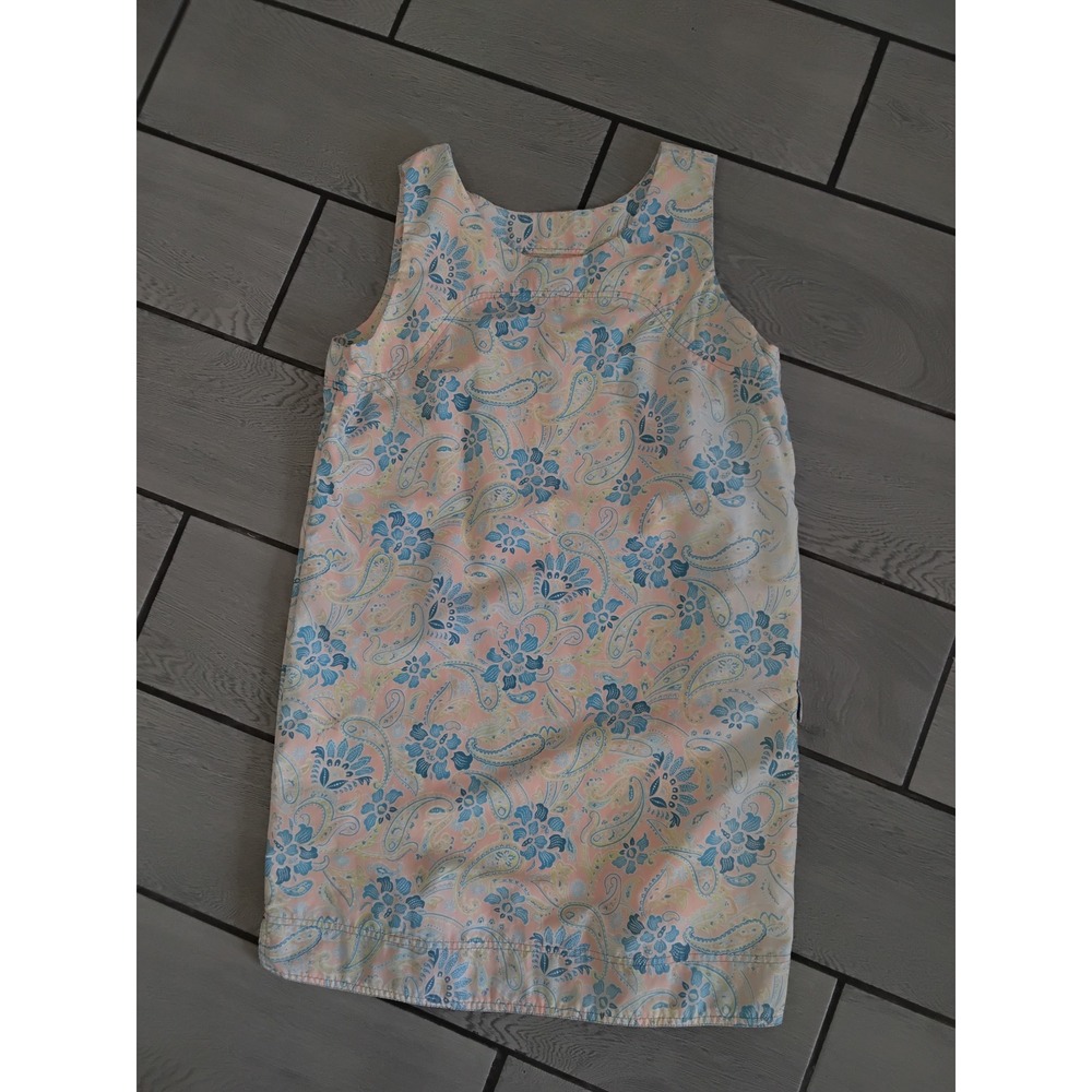 Sahalie Womens Large Pink Blue Paisley Nylon Sleeveless Cargo Pocket Shift Dress